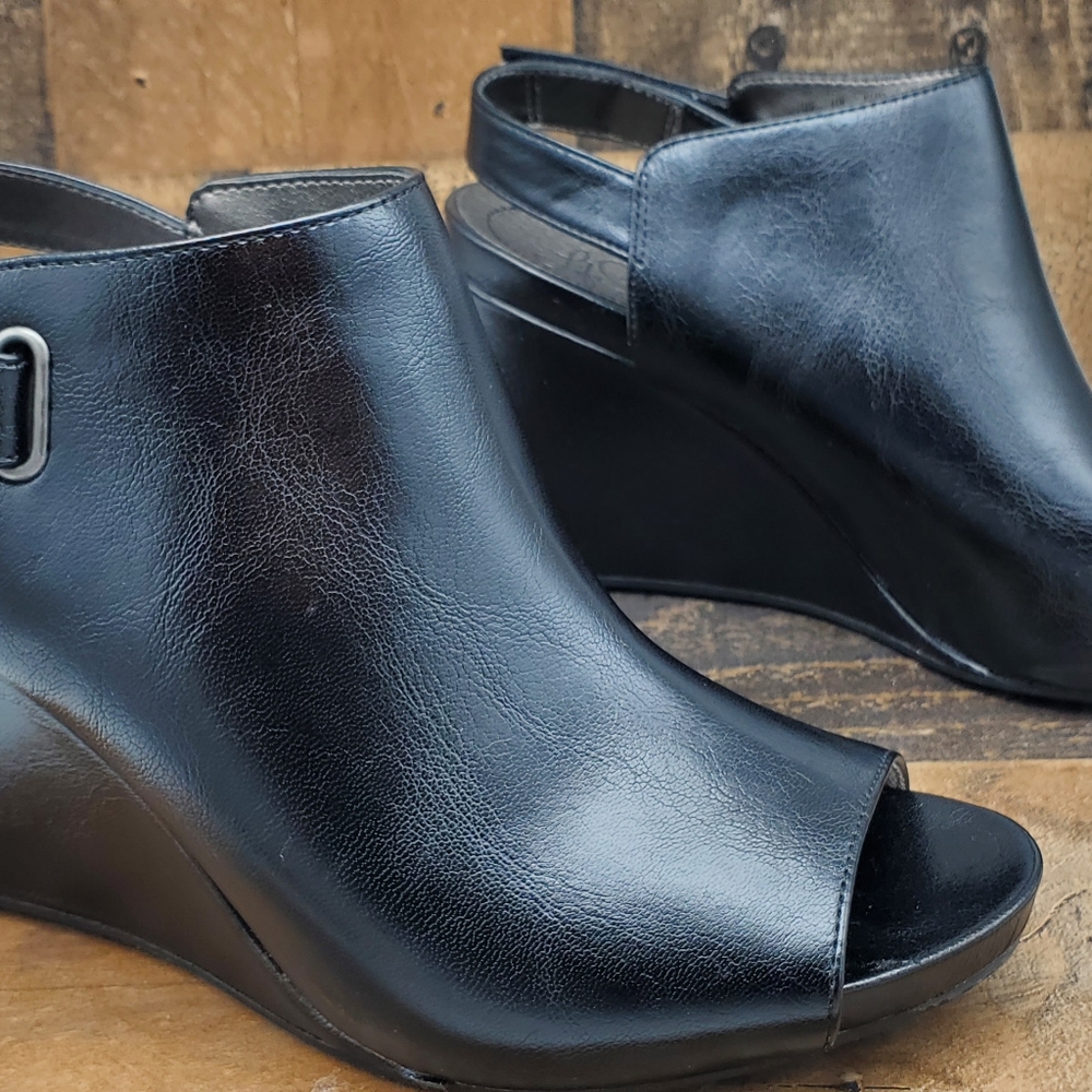 Life Stride Hazy black Athena wedge sandals size 6.5 M - Picture 2 of 7